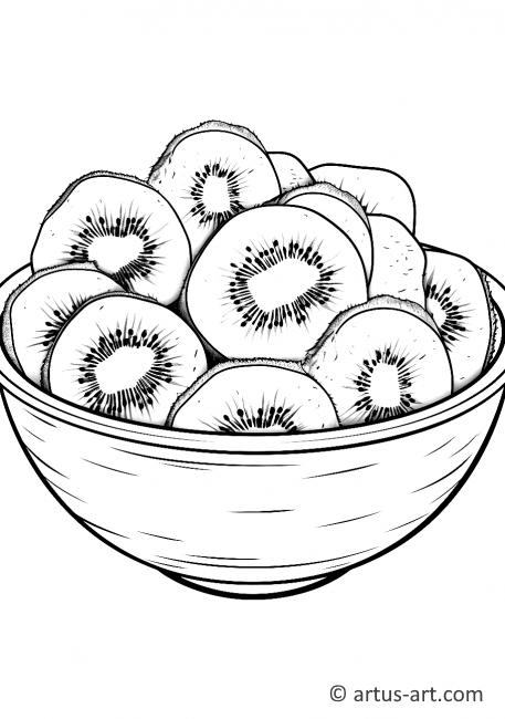 Kiwi Fruit Smoothie Bowl Coloring Page